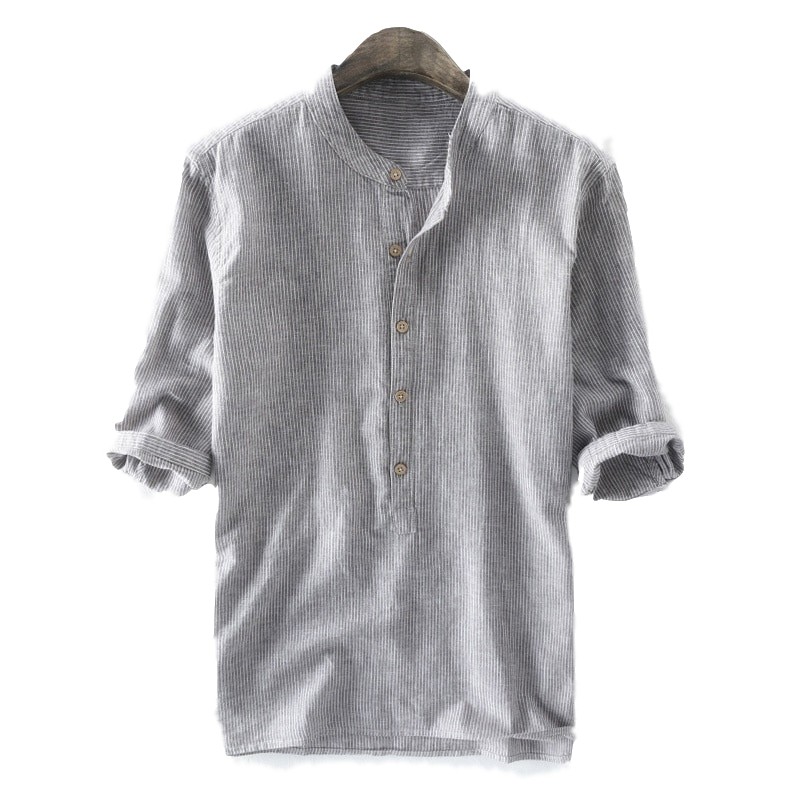 INCERUN Mens Cotton Vintage Striped Half Sleeve Causal Top | Shopee ...