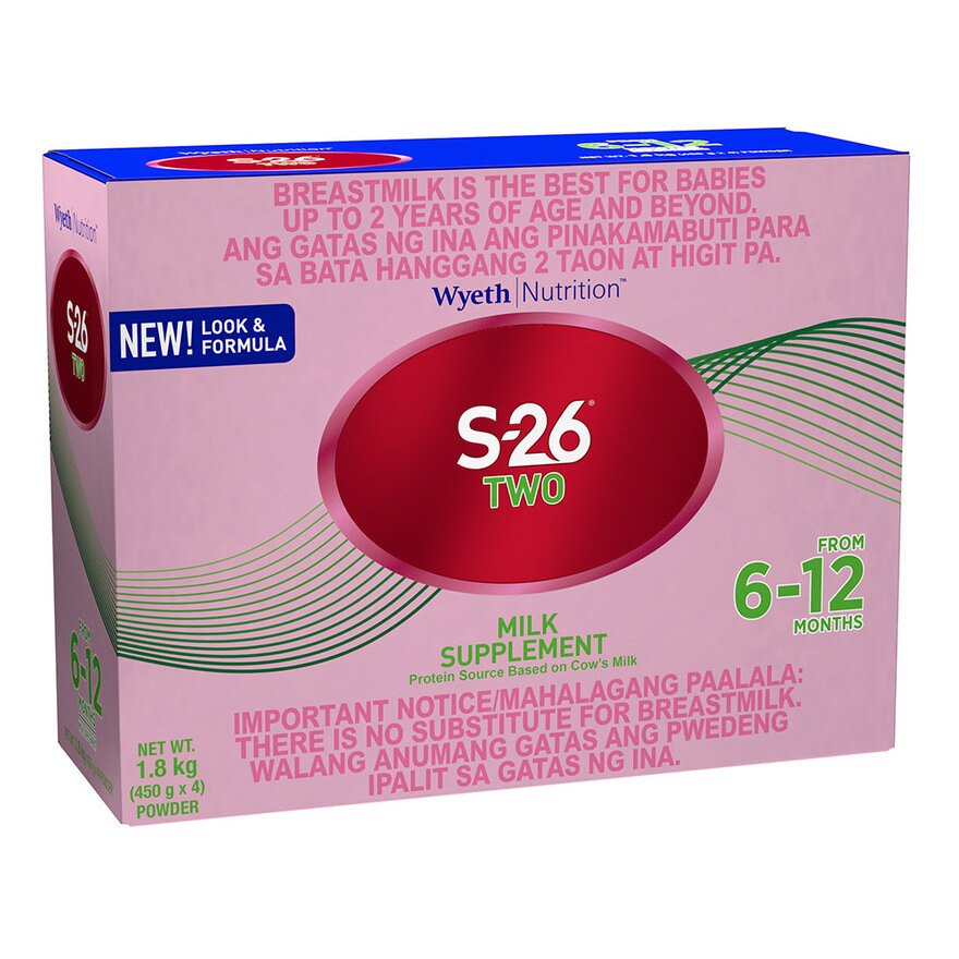 S26 TWO Milk Supplement For 6-12 Months Bag in Box 1.8 Kg (45g x 4)