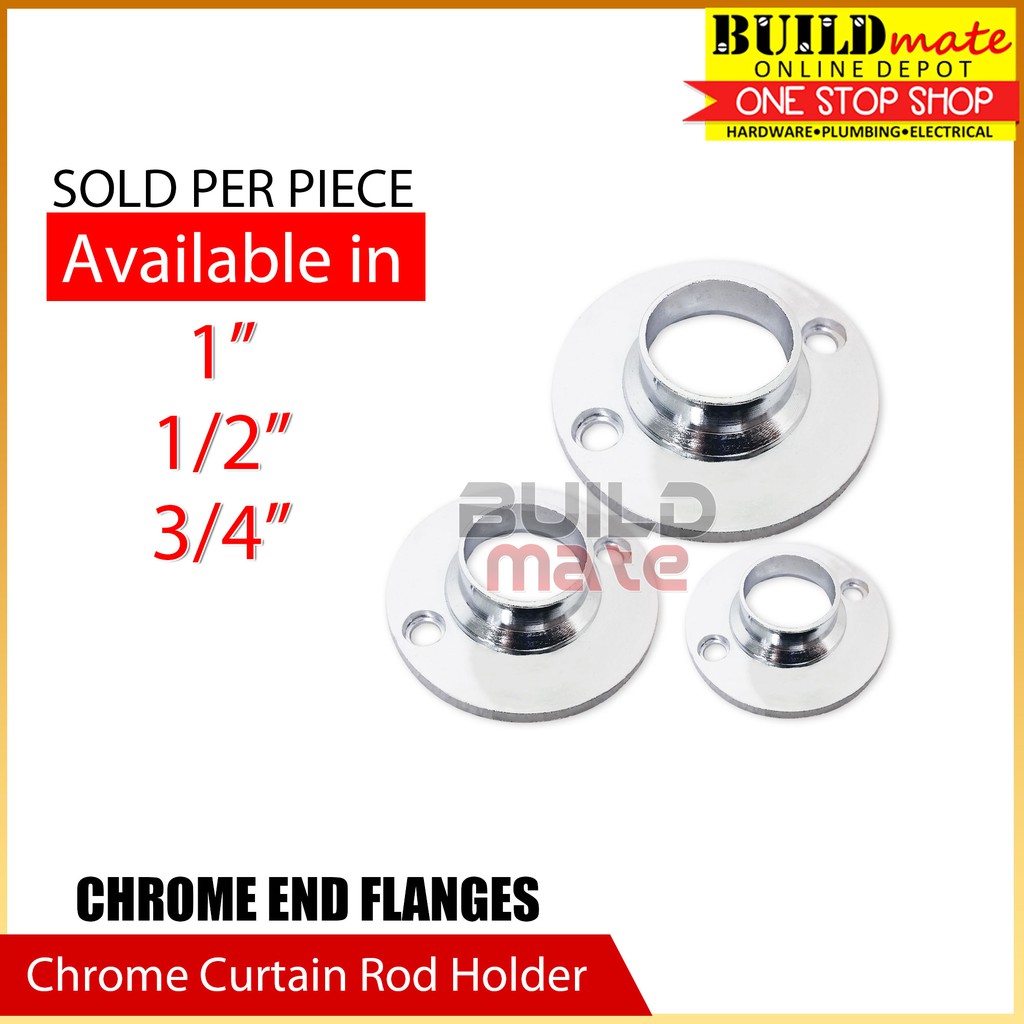 Chrome End Flanges for Curtain or Shower Rod •BUILDMATE• Shopee