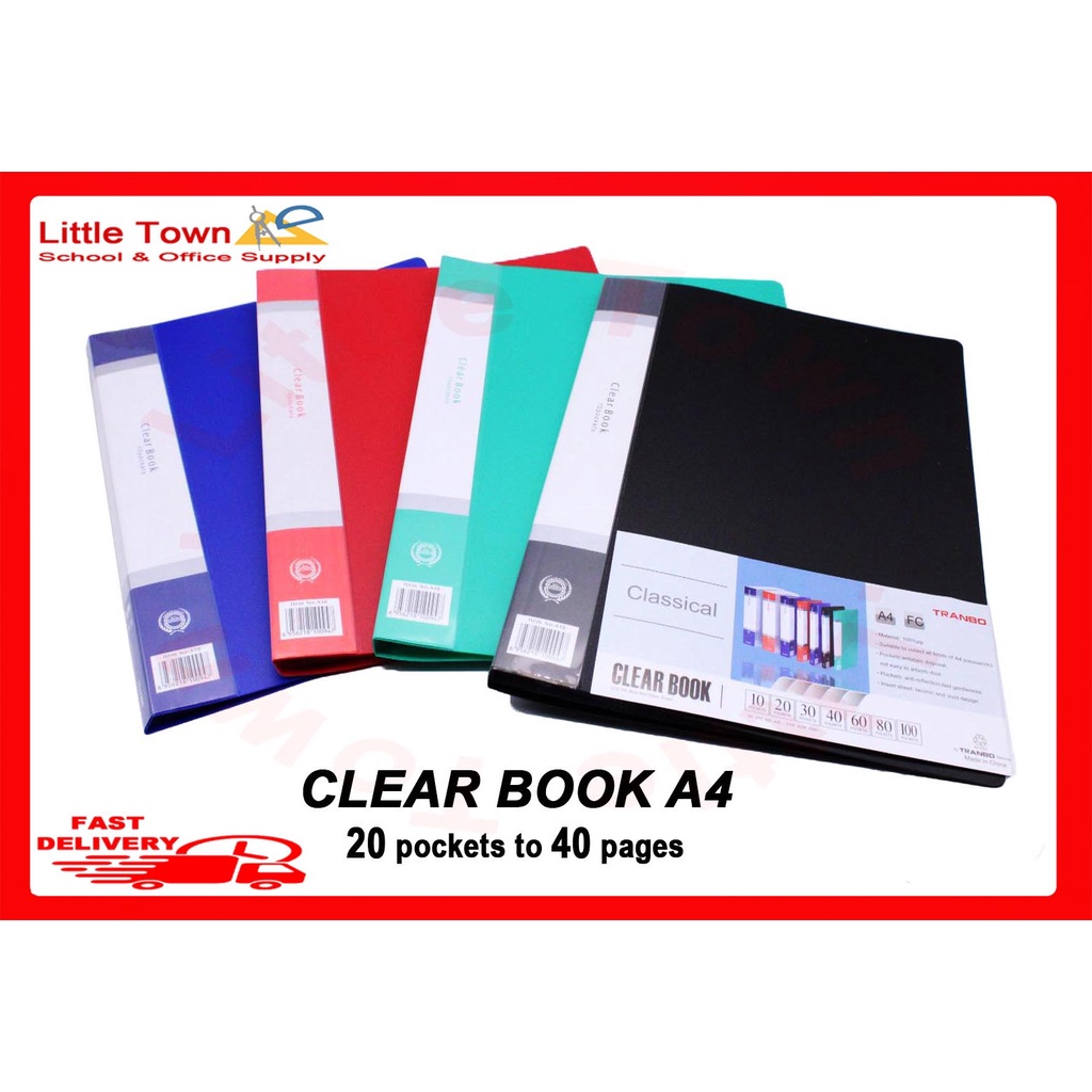 20 Pockets to 40 Pages Clear Book Display Book Non-Refillable ...