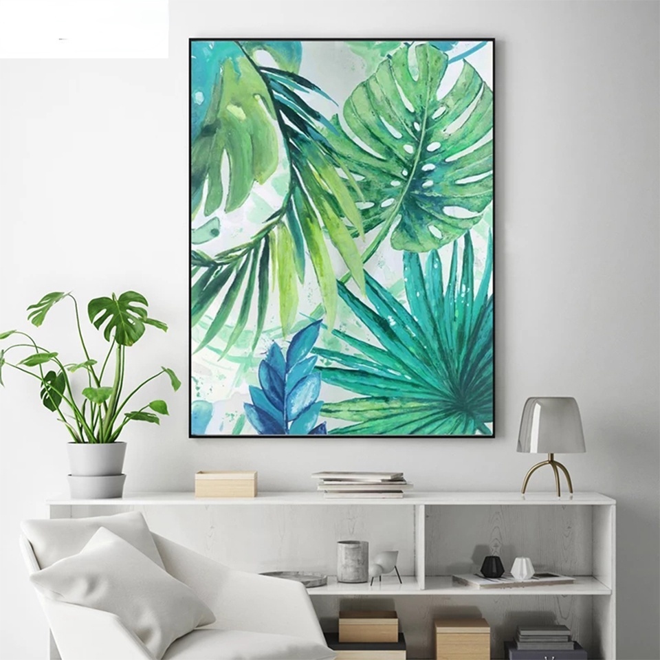 Tropical Plants Green Leaf Canvas Painting Posters and Prints Wall Art