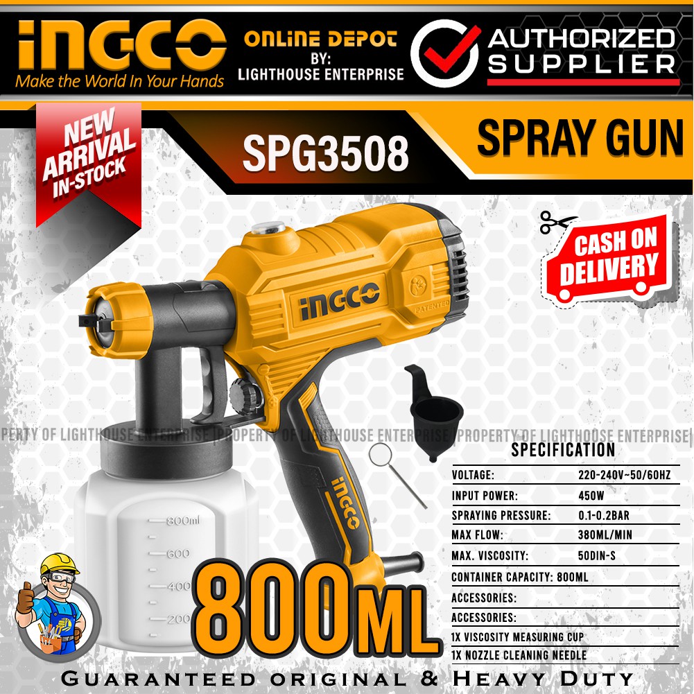 INGCO 450W HVLP Spray Gun/Paint Sprayer Machine (SPG3508) UPGRADED