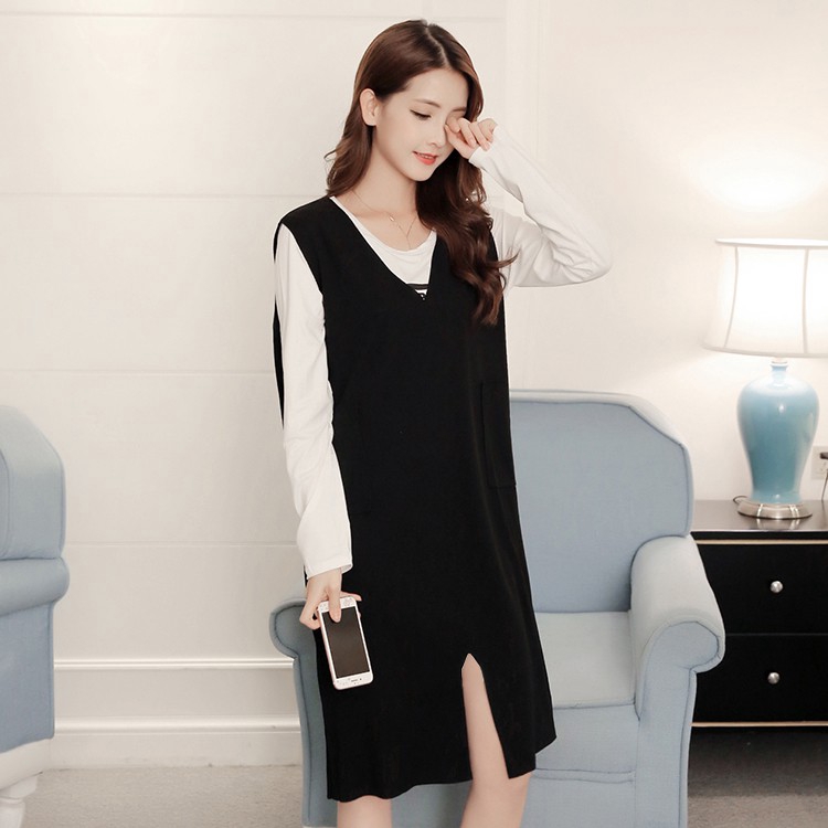 v neck pinafore dress