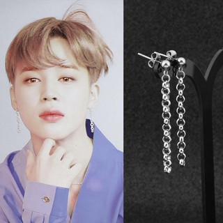 1pc Kpop BTS  Earing KPOP  with the same minimalist ring chain Earstud Piercing Non-piercing Long Chain Stick Earclip Stylish  JK V JIMIN SUGA JIN RM J-HOPE #1