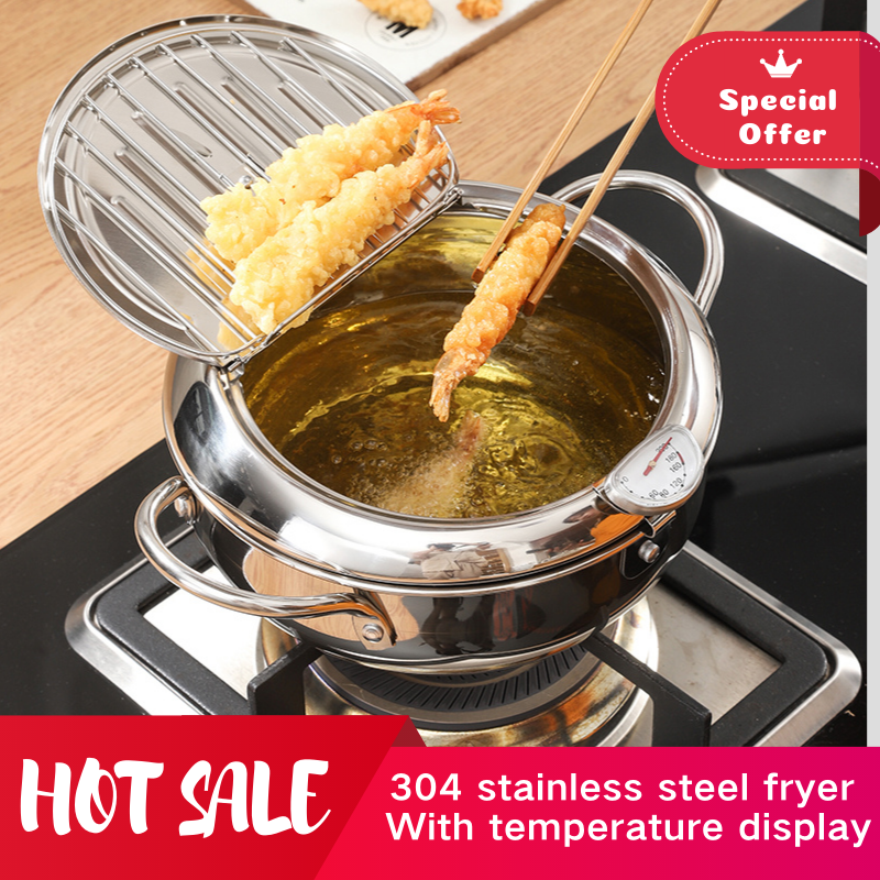 READY STOCK Japanese Style Tempura Fryer Pot 304 Stainless Steel Deep