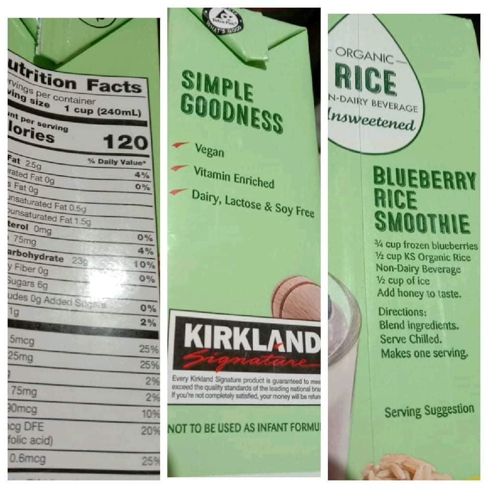 Kirkland Signatures Organic Rice NonDairy Unsweetened Milk 946 ml