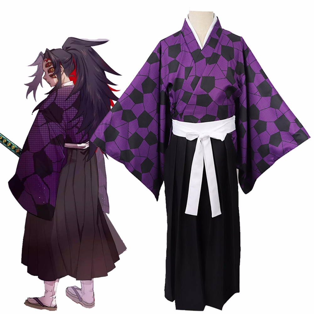 New Demon Slayer Kimetsu No Yaiba Kokushibou Cosplay Costume Tsugikuni Michikatsu Kimono Cloak