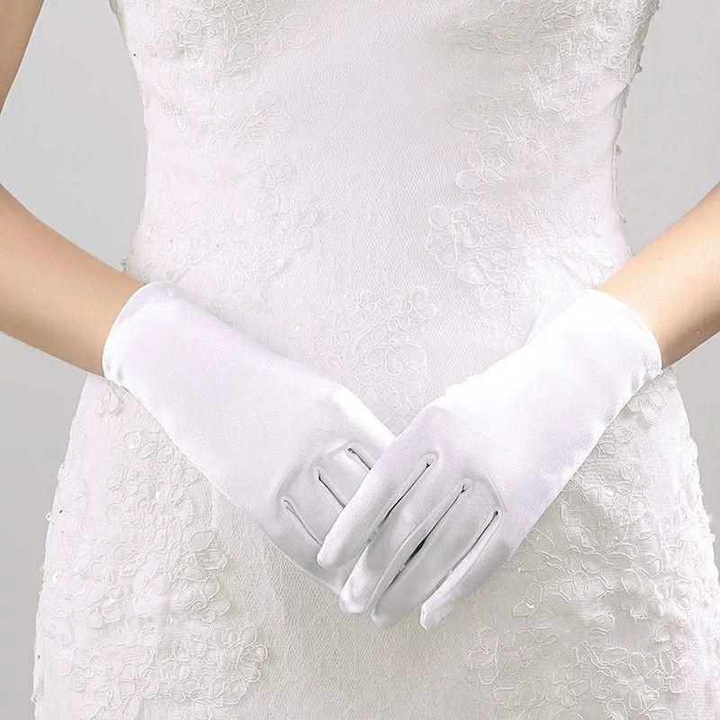 ivory satin wedding gloves