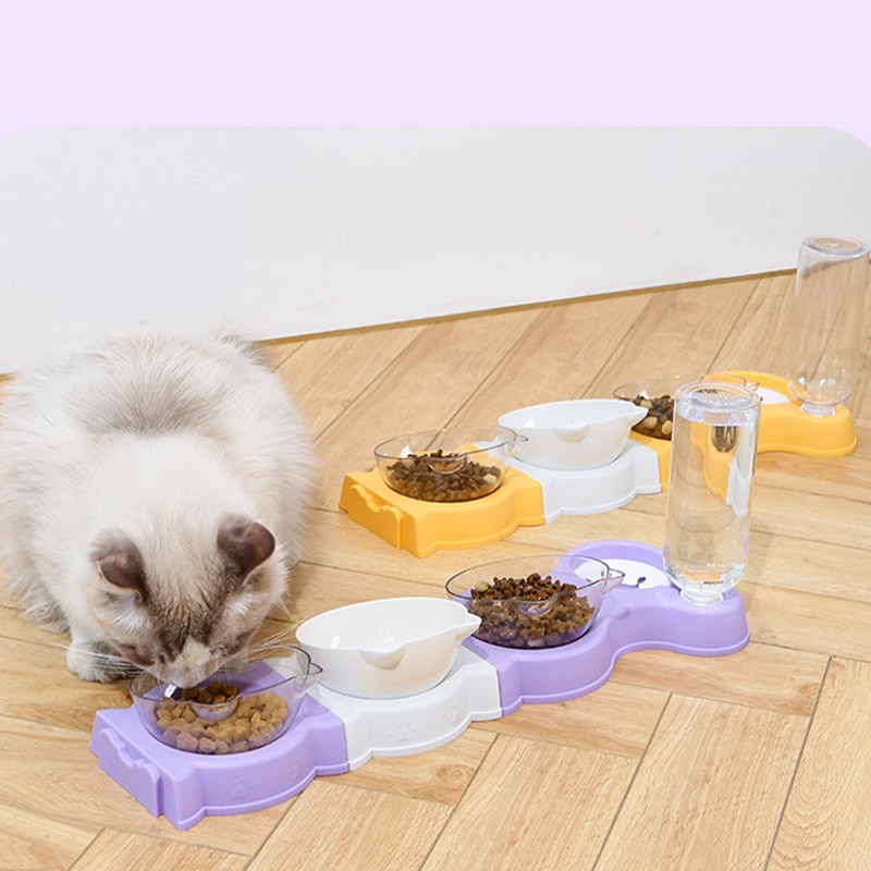 Pet Cat Bowl DIY Splice Feeding Bowl Dog Cat Food Bowl Water Dispenser Double Bowl Drinking Raised