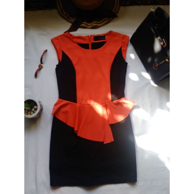 orange peplum dress