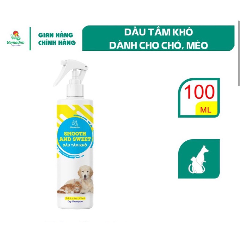 Vemedim Smooth and Sweet dry bath oil for dogs and cats while traveling