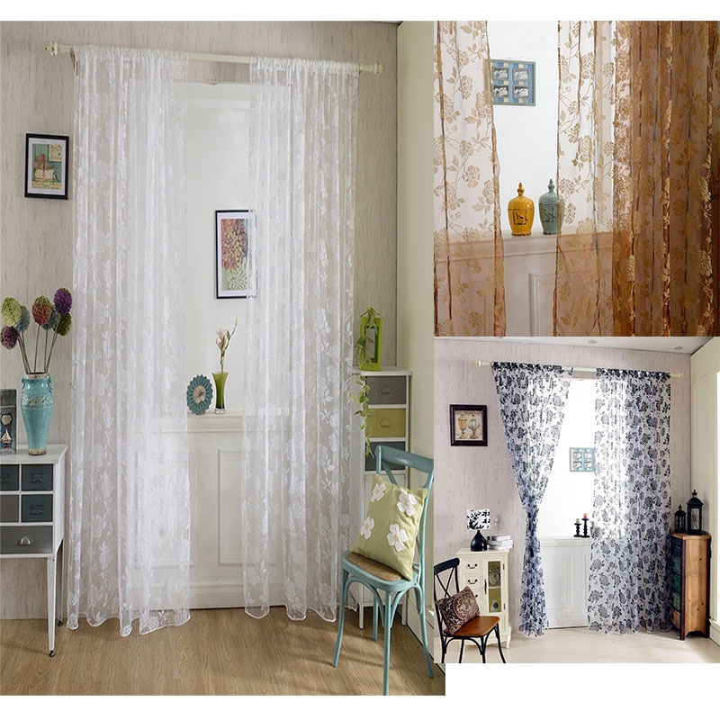 Flower Pattern Polyester Curtain Fashion Creative New Home