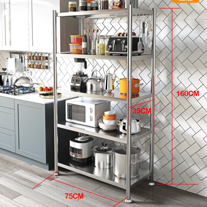 5 levels Kitchen Organizer Storage Rack Stainless Steel Kitchen Rack Microwave Oven Rack