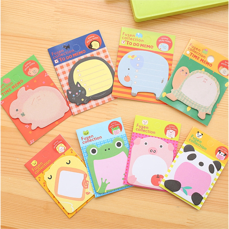 1PC Cartoon Animals Kawaii Memo Pad Paper Stickers Cute Sticky Notes DIY New