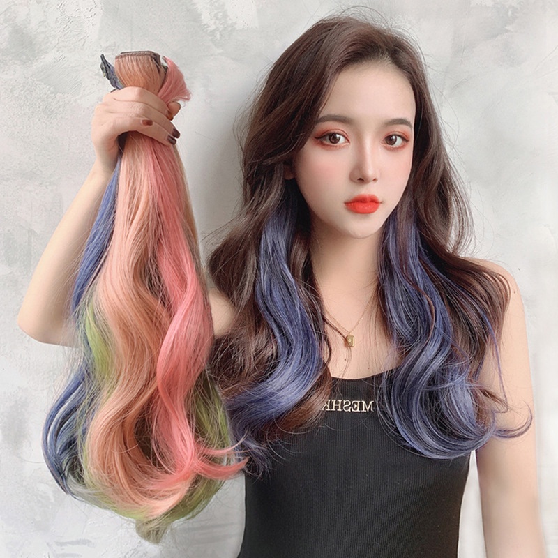Color Wigs Female Long Hair Highlighting Gradient Invisible Seamless  Natural One-piece Hair | Shopee Philippines