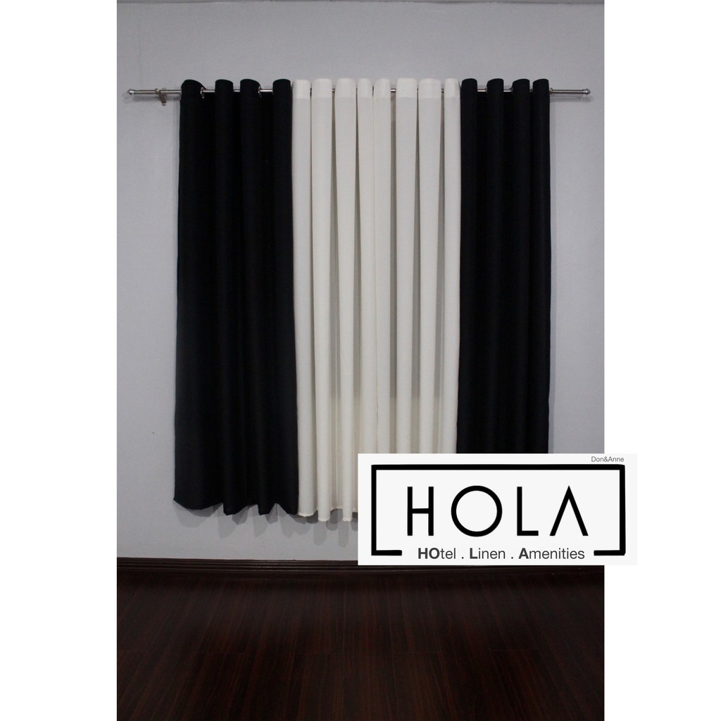 Hola Black Plain Curtains 3in1, Black And White Curtain