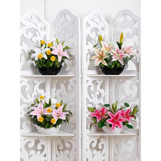 Bunga lily simulasi plastik bunga palsu bonsai hiasan Bunga lily simulasi plastik bunga palsu bonsai hiasan