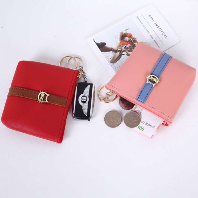 red leather coin purse