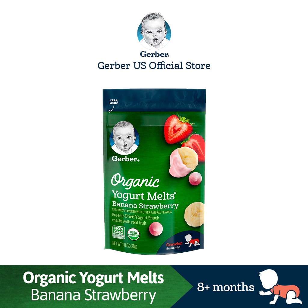 gerber organic yogurt melts banana strawberry