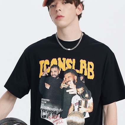 couple tshirt American basketball portrait print black plus size hip hop high street unisex clothing