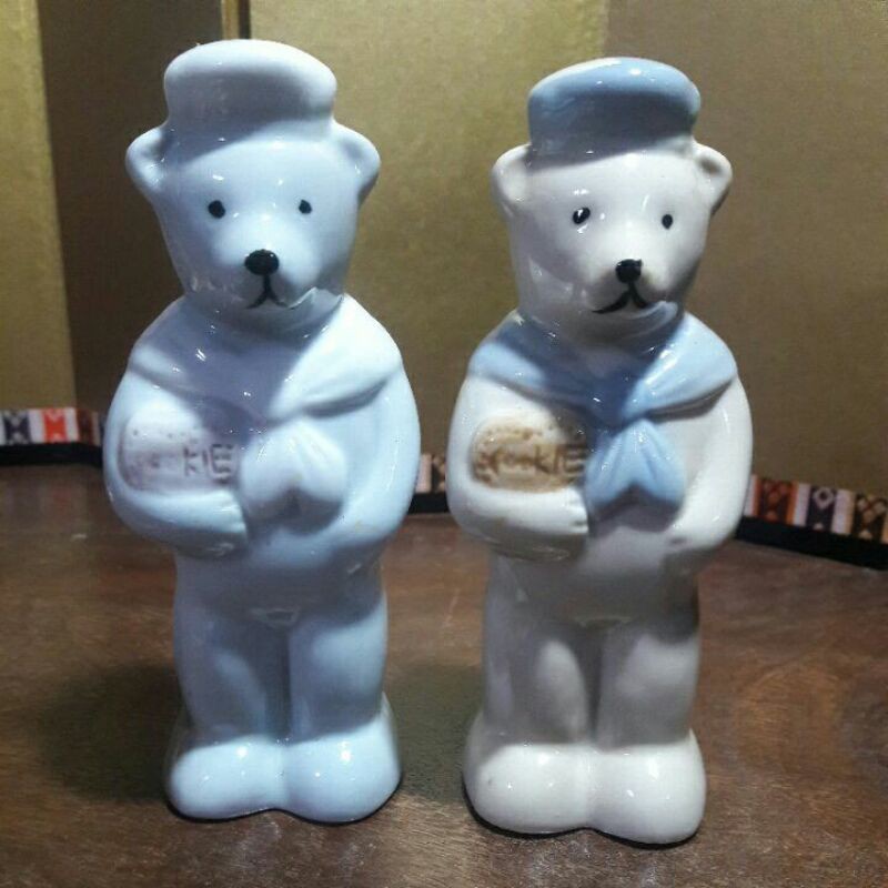 Small Vintage Porcelain Bear Salt and Pepper Shakers