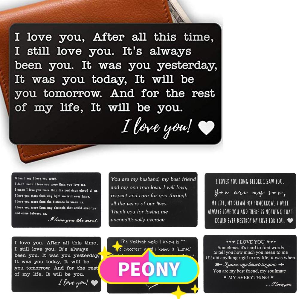 Peony Metal Anniversary Gifts For Men Husband Love Note Wallet Insert Card Shopee Philippines