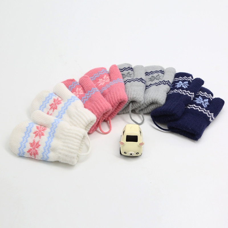Children's Winter Gloves Small Snowflakes Alpaca Woolthick Warm Wool Newborn Knitted Gloves