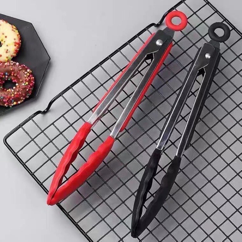 Multipurpose silicone food tong barbecue tong stainless steel food