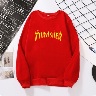 CINDYC Thrasher Flame Printed (Sweatshirts/Tee) Tops Plus Velvet Sweatshirts Coat Couple Wear New Autumn Winter Long Sleeve No Hood Jacket Outerwear #4
