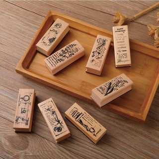 Exquisite wooden flower girl seal creative fresh plant hand account DIY decorative seal