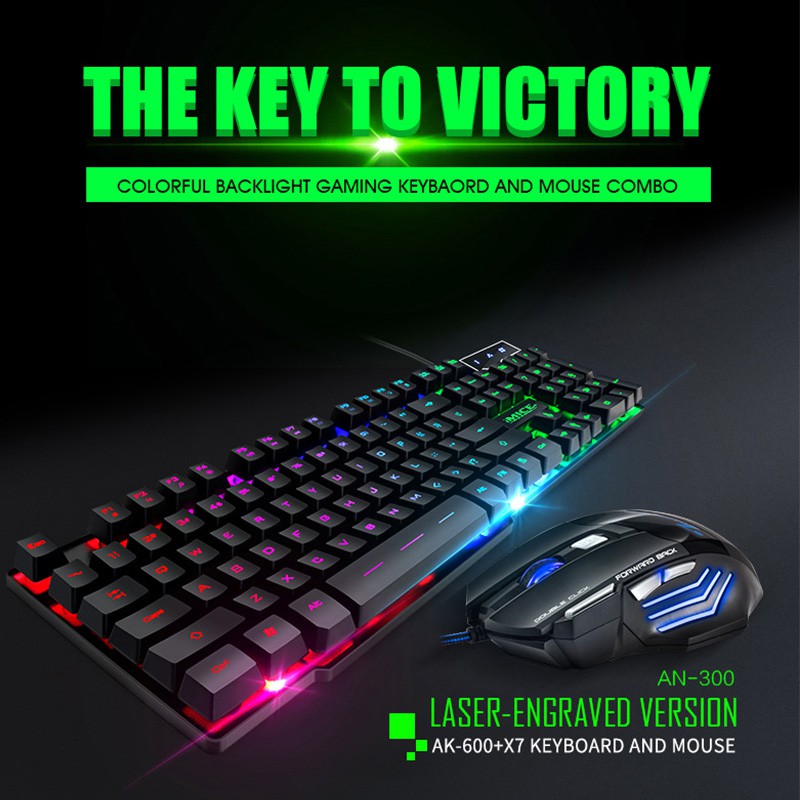 IMICE AK600 Gaming Keyboard+X7 Gaming Mouse Colorful Backlit