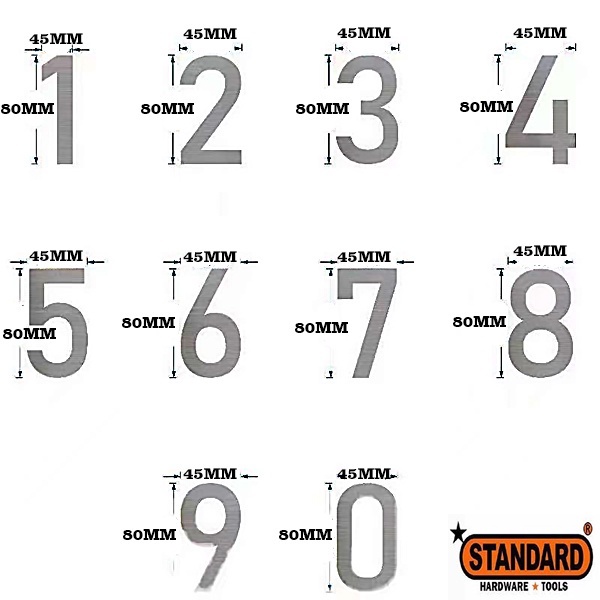 ∏Standard Stainless Steel Number 0-9 Design Hotel, House, Room Decorations SD0646-1-10
