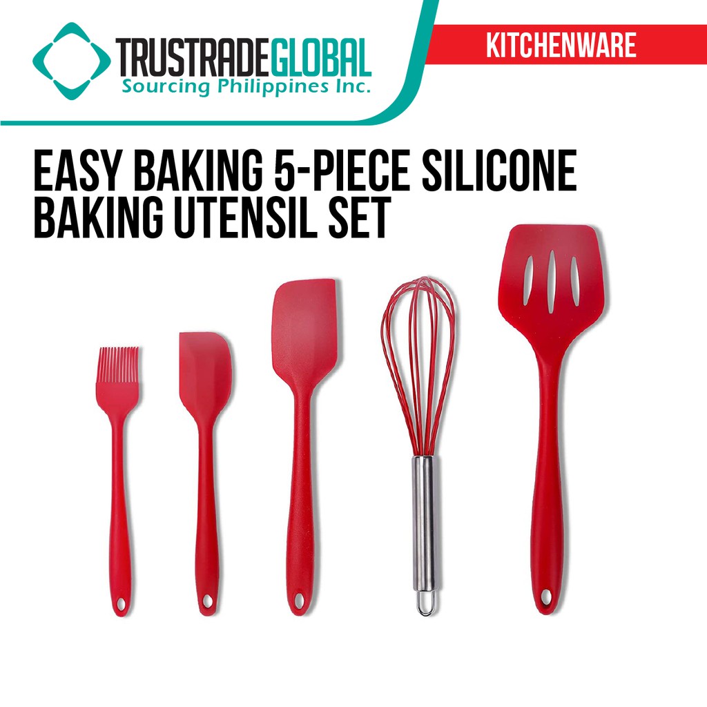 Five 5 Piece Silicone Baking Utensils Setheat Resistant And Non Stick Whisk Spatula Pastry 3216