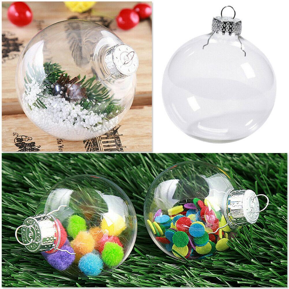 8/10CM Clear Iridescent Sphere Glass Baubles Balls DIY Filling Xmas Tree Hanging 