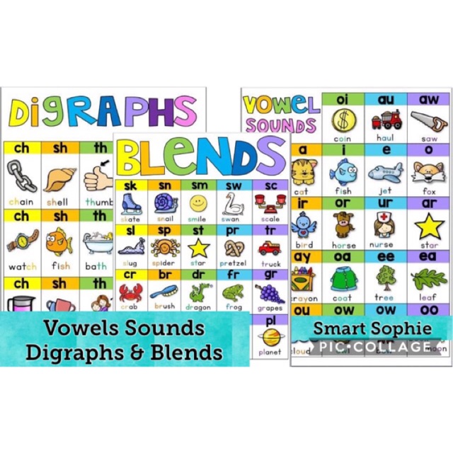 SC SALE! VOWEL SOUNDS, DIGRAPHS & BLEND SOUNDS CHARTS | Shopee Philippines