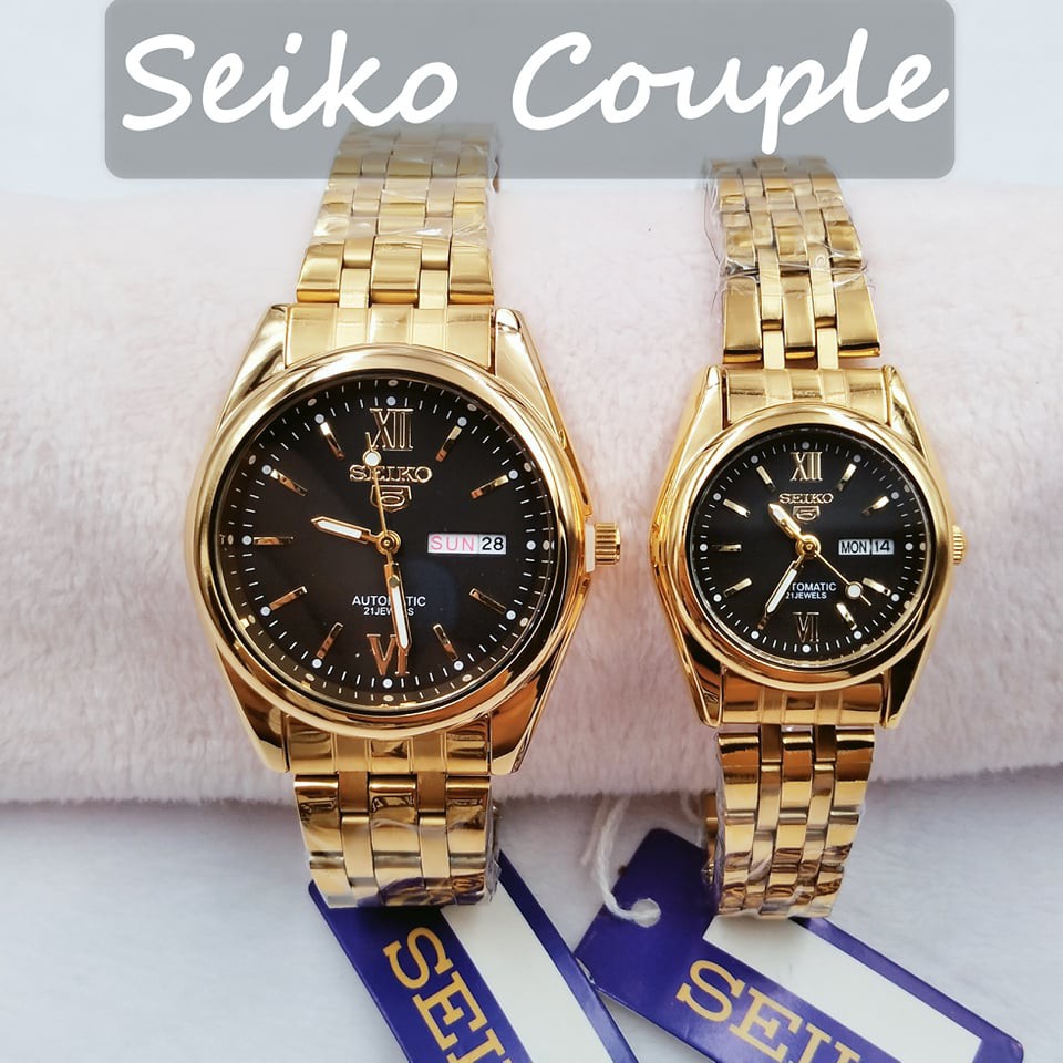 relo couple watches S444 NEW Seiko 5 Couple Automatic Hand Movement Japan  Movement with Double Date | Shopee Philippines