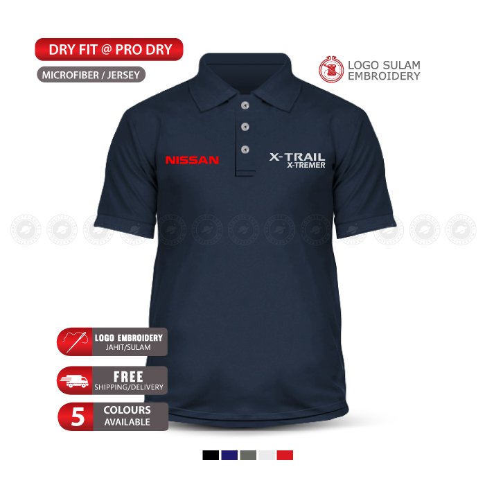 Microfiber Polo T-Shirt Sulam Nissan X-Trail X-Tremer Petrol Engine Baju Lelaki New Cotton Fashion Embroidery Jahit Tee - Image 5