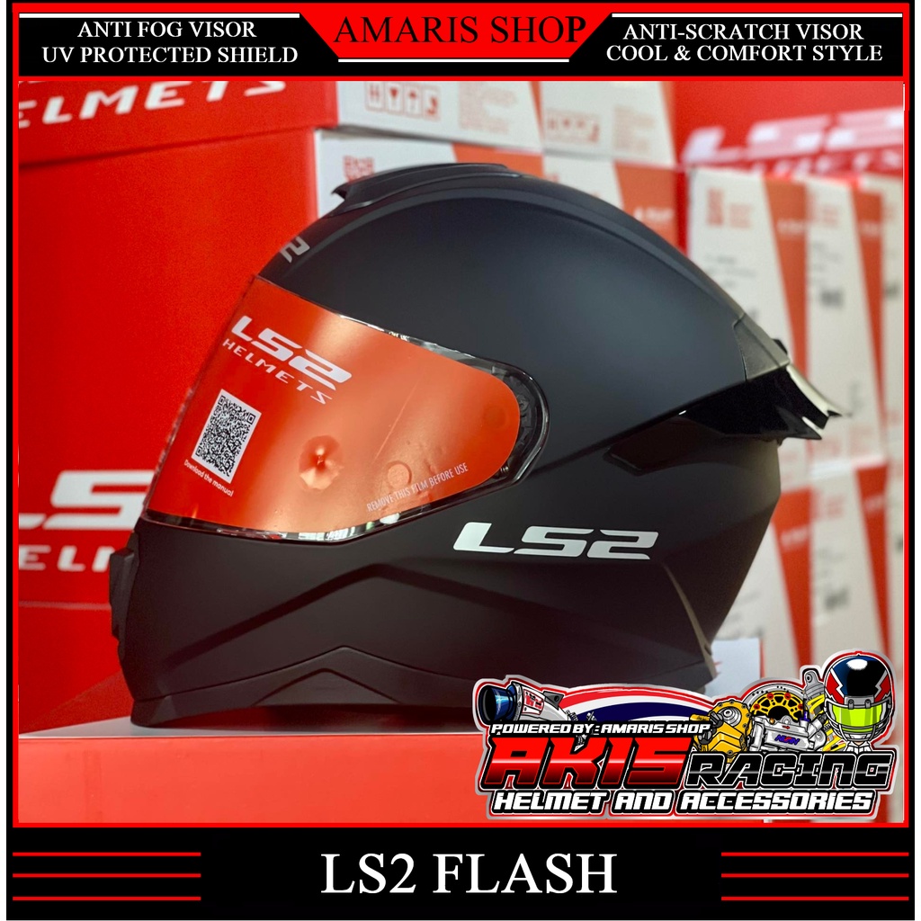 LS2 FLASH Full Face Single Mono Helmet with Free Spoiler and Tinted