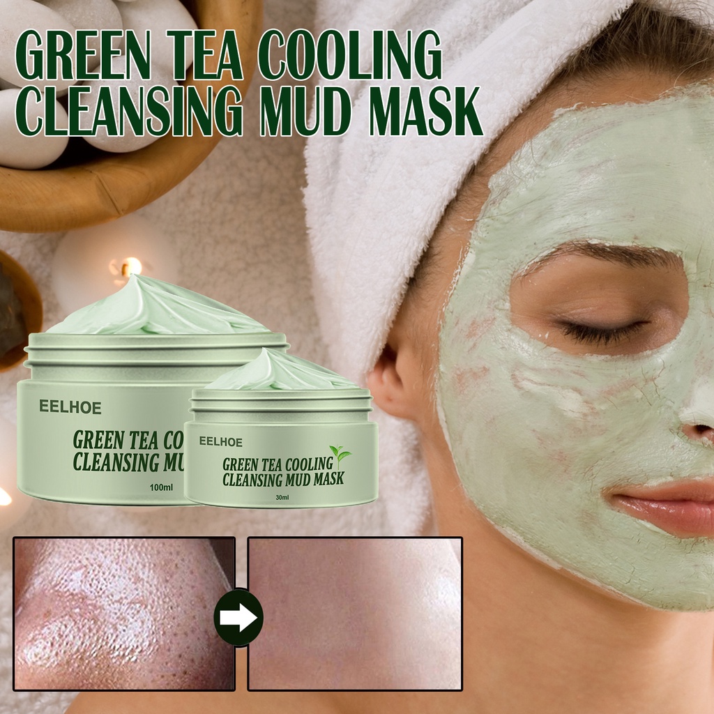 Green Tea Mud Mask Brightening Remove Acne Pores Blackheads Cleansing