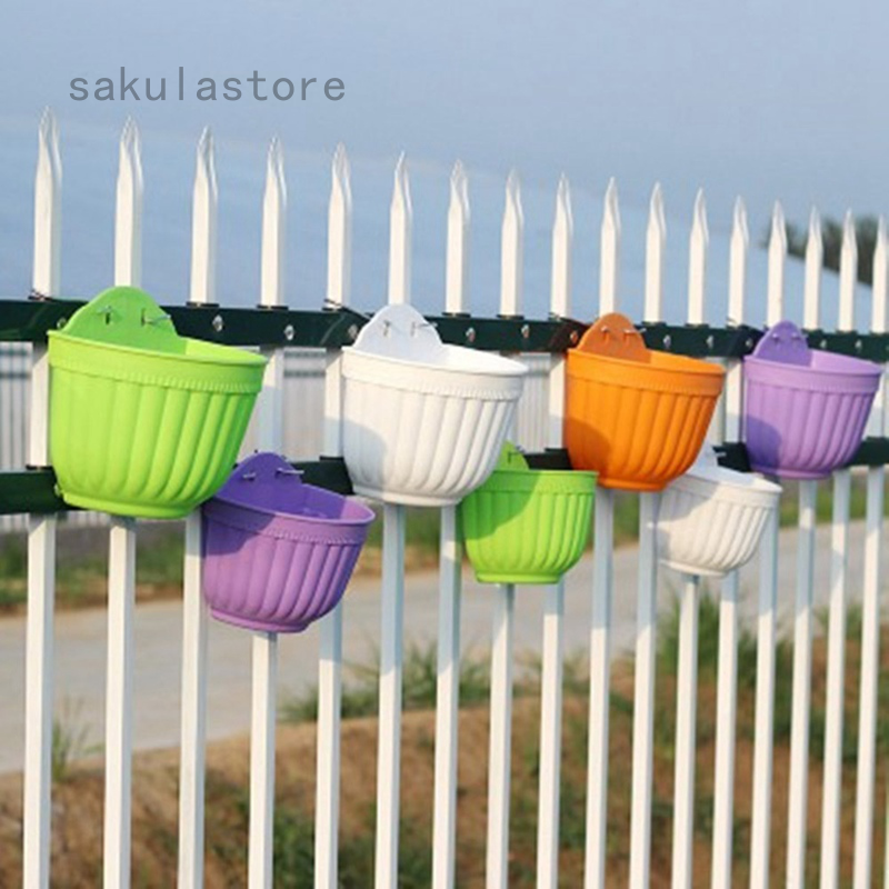 Plastic Flower Pot Hanging Planter Plant Pots Garden Balcony Fence Hanging Pots Colorful Pots Shopee Philippines