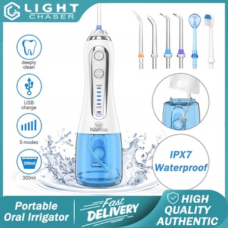 H2ofloss HF-2 Portable Water Flosser Irrigator with Travel Case 5 Tips Water Floss Oral Irrigator