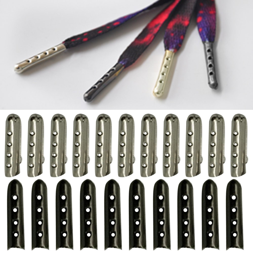 100 PCS Metal Replacement Shoelace Shoe Lace Aglet Tip Head Aglets End