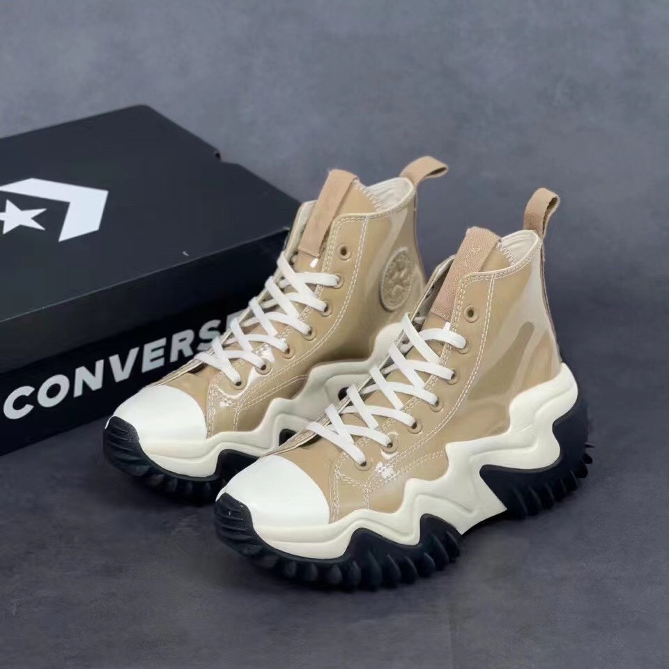 Converse run star motion patent leather milk tea heightening shoes ...