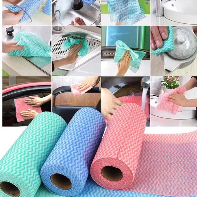 Tearable roll-shaped non-woven dish towel washable disposable rag scouring pad-Z524