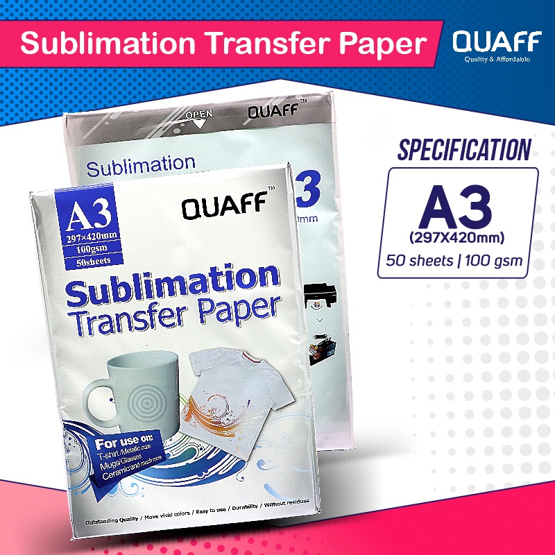 A3 Size QUAFF Sublimation Paper 100gsm (50sheets) - Quick Dry | Shopee ...