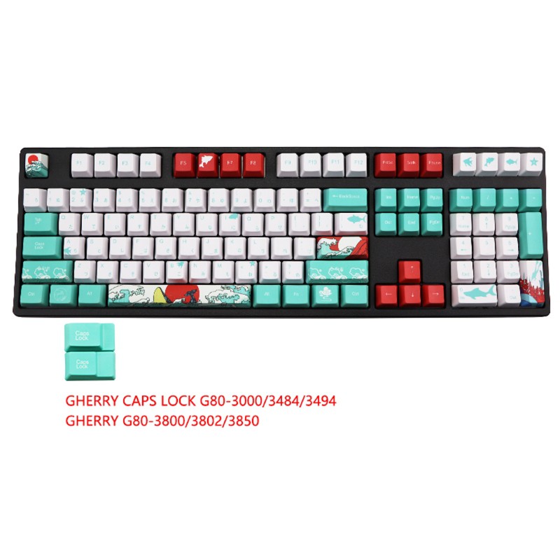 110 Japanese OEM Dye Sublimation Ukiyoe Sea Waves Keycap Mechanical Keyboard BeeCost