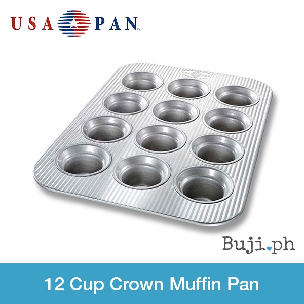 Usa Pan Bakeware Crown Muffin Pan 12 Well, Nonstick Coating, Made In 