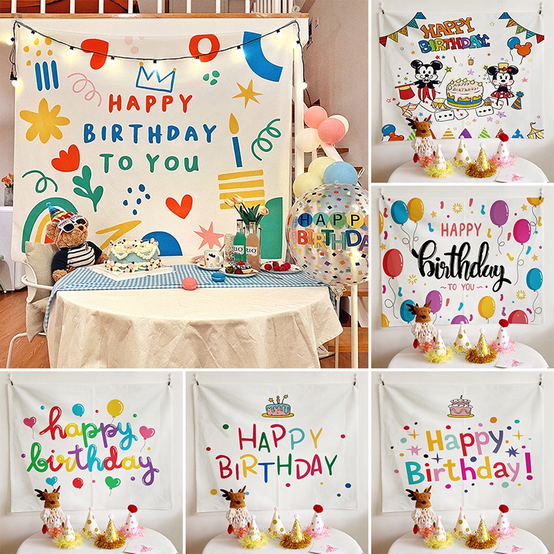 Nordic Birthday Party Banner Backdrop Happy Birthday Wall Tapestry Bedroom Background  Cloth Photo Props | Shopee Philippines