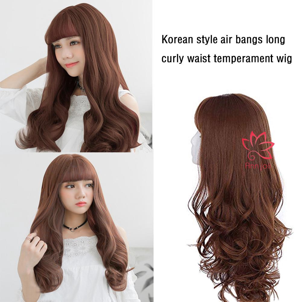 Anj Long Curly Hair Wig Cosplay Props Temperament Wig Sheath Korean Air  Bangs