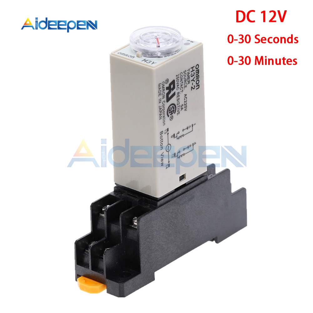 H3y 2 Timer Relay Dc 12v 0 30 Second 0 30 Minute Delay Timer 12vdc Time Relay With Base Socket Shopee Philippines